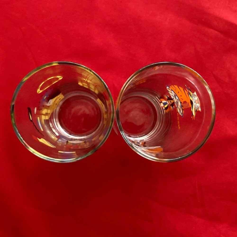 VTG MCM Libbey Circus Glasses : Juggler Clowns + Tigers  Ex Cond! 🤡 🎪🐯 - Picture 4 of 8